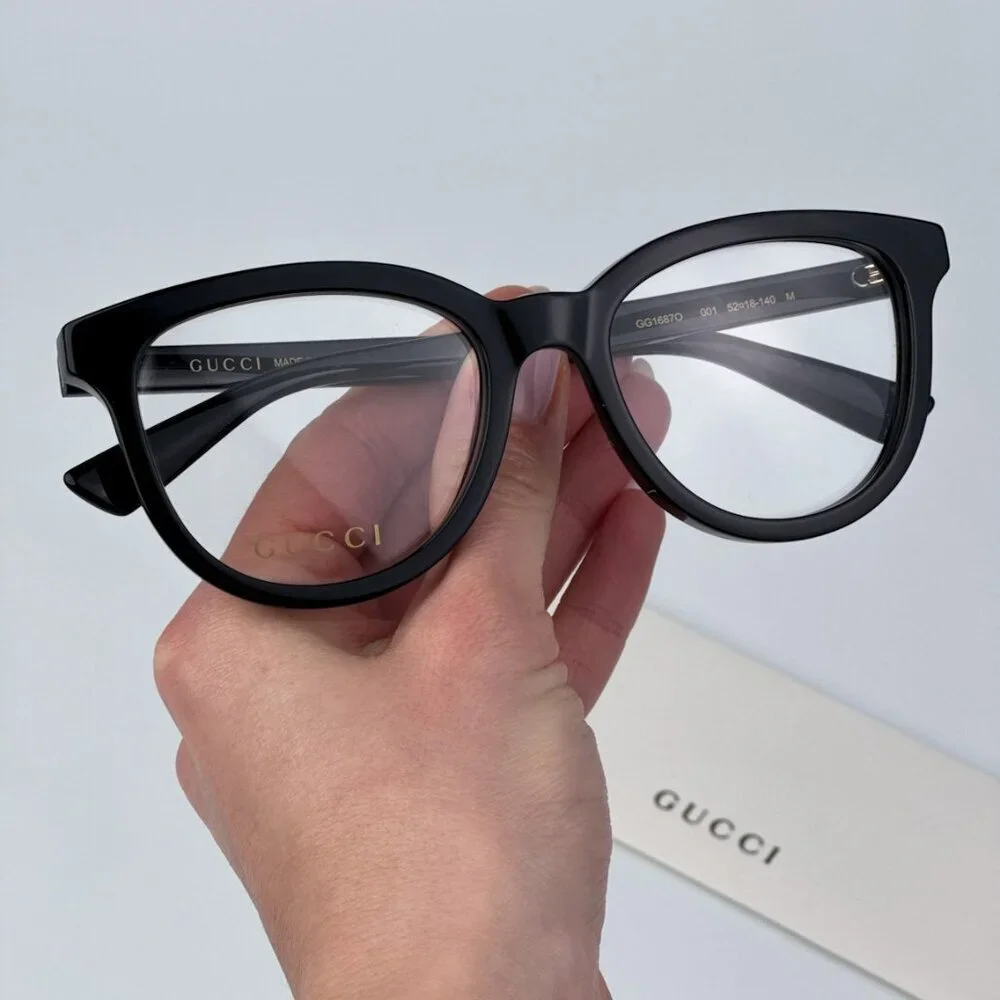 Gucci Women Black Oval BRAND NEW Eyeglasses GG1687O 001